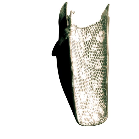 St. John Italian Leather Crossbody Black w/Snakeskin Embossing on Top & Sides - Picture 6 of 7